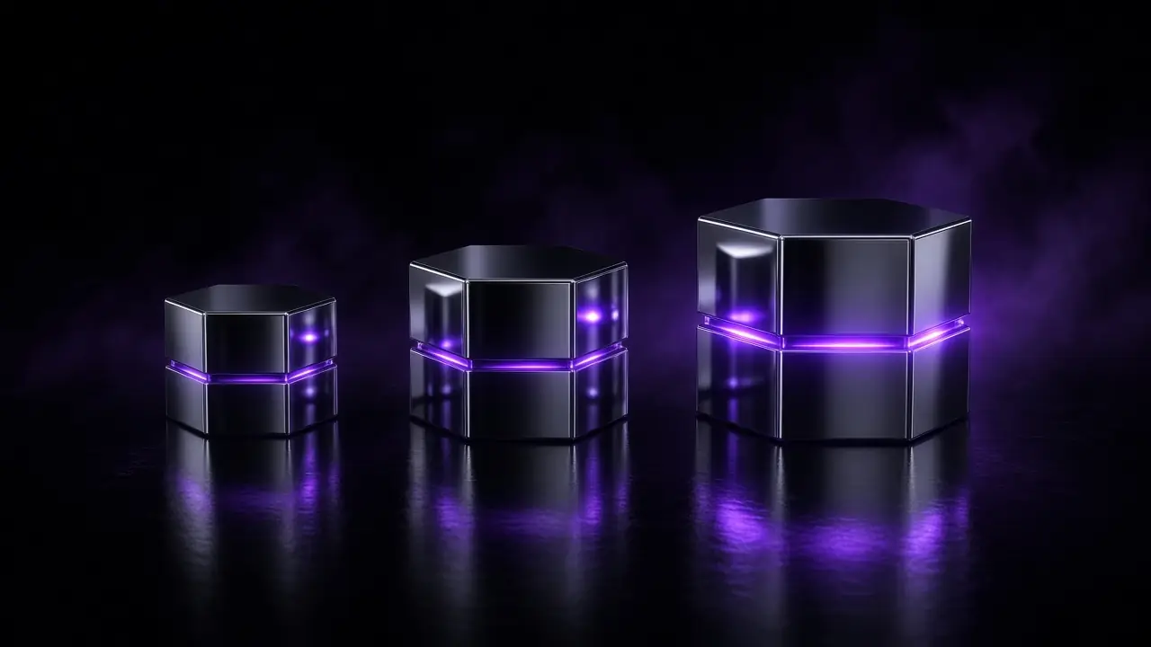 Generated illustration of three glowing boxes of increasing size